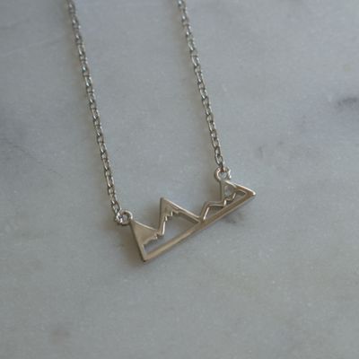 HOJ Sterling Silver Gold Vermeil Plain Mountain Necklace (N-1347-G)