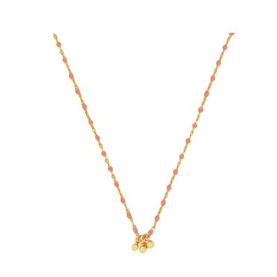 HOJ Sterling Silver Gold Vermeil Peach Enamel Necklace (N-1494-P)