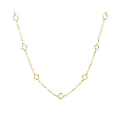 HOJ Sterling Silver Gold Vermeil Cutout Clover Necklace (N-1645-G)
