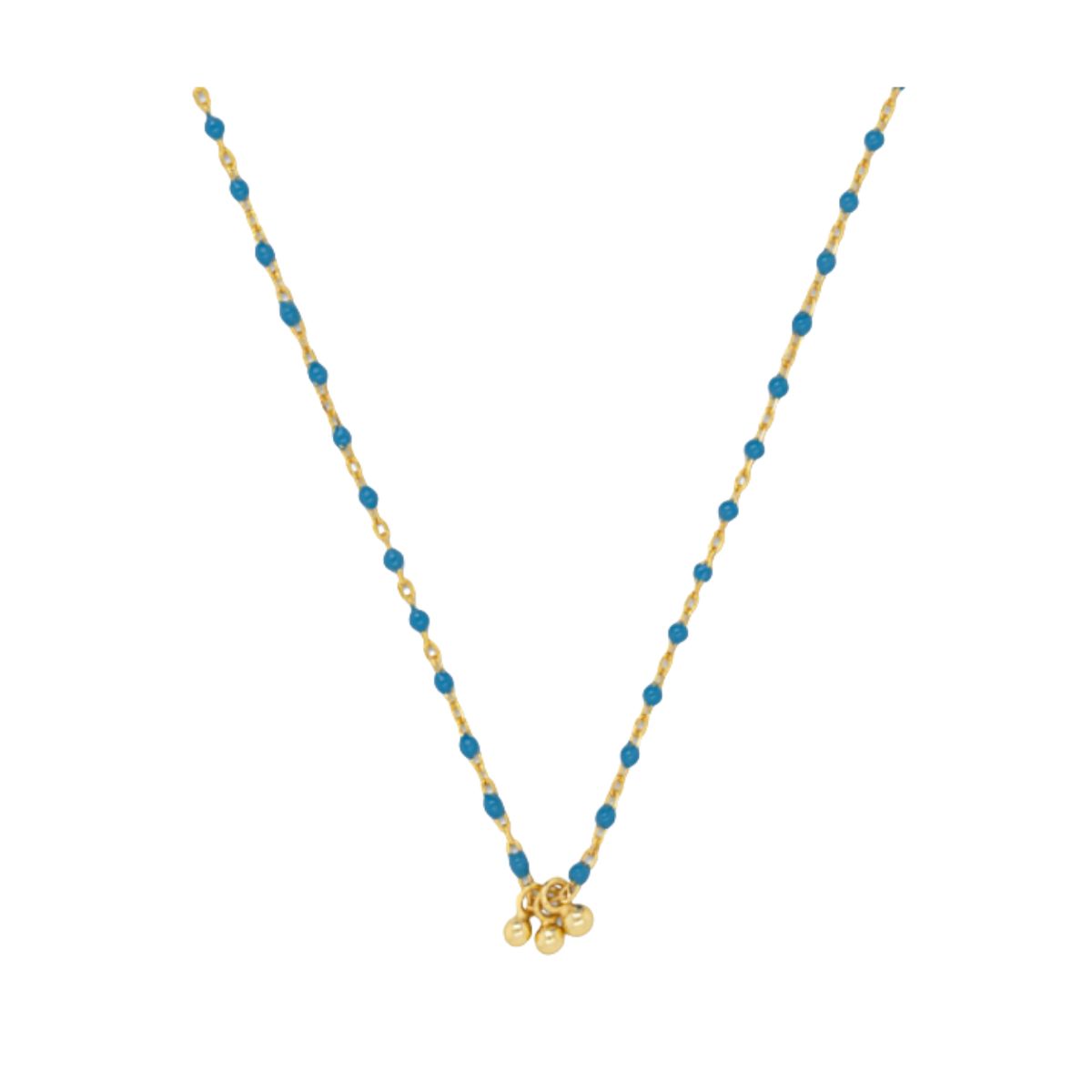 HOJ Sterling Silver Gold Vermeil Turquoise Enamel Necklace (N-1494-T)