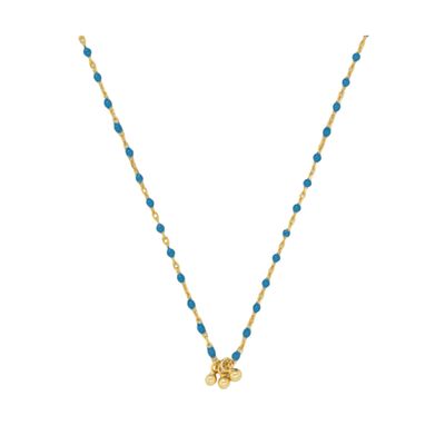 HOJ Sterling Silver Gold Vermeil Turquoise Enamel Necklace (N-1494-T)