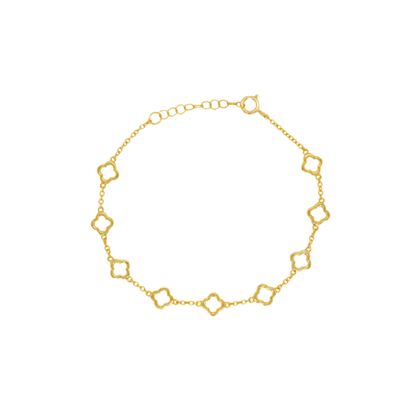 HOJ Sterling Silver Gold Vermeil Cutout Clover Bracelet (BR-1475-G)