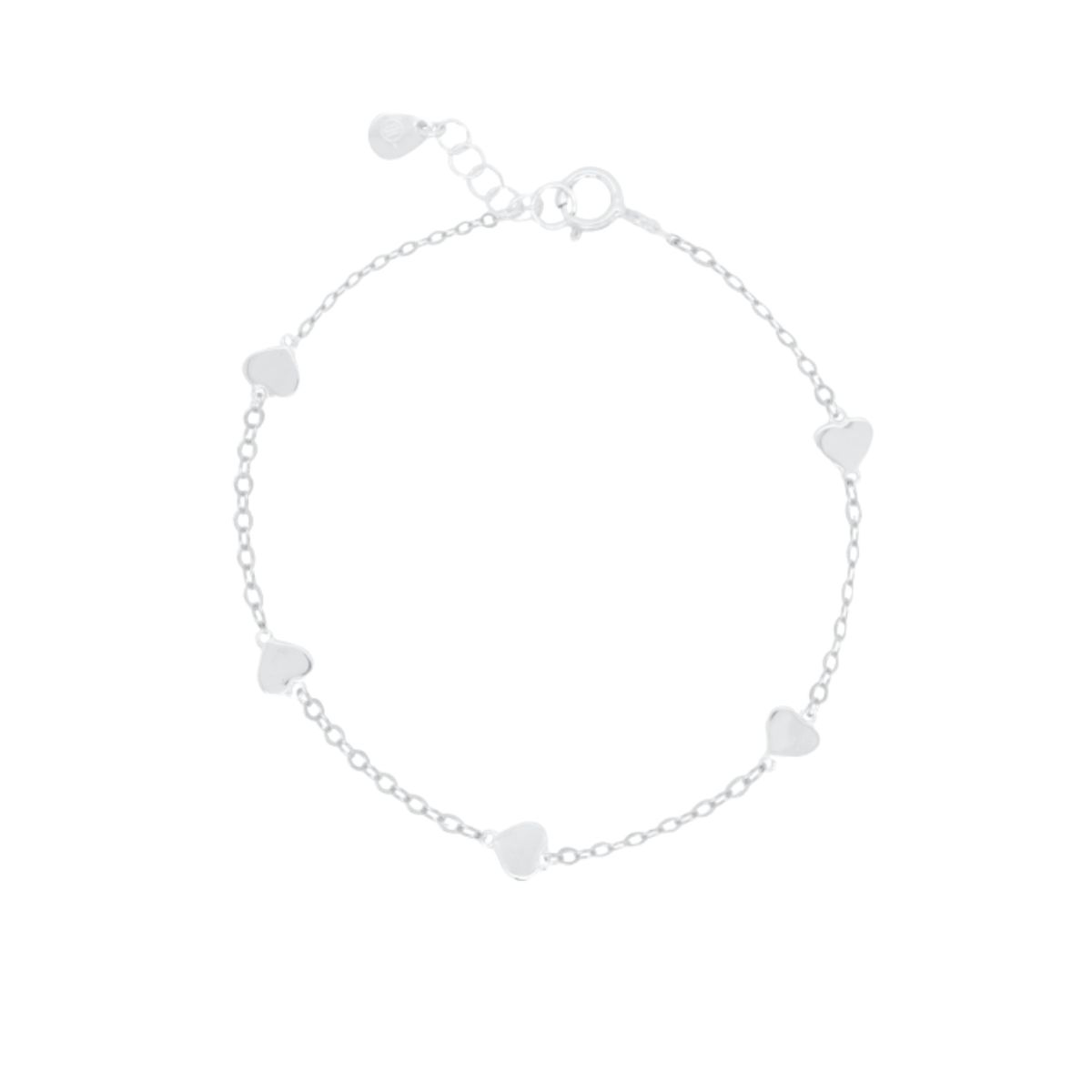 HOJ Sterling Silver Rhodium Plated Heart by the Yard Bracelet (BR-1432-RH)