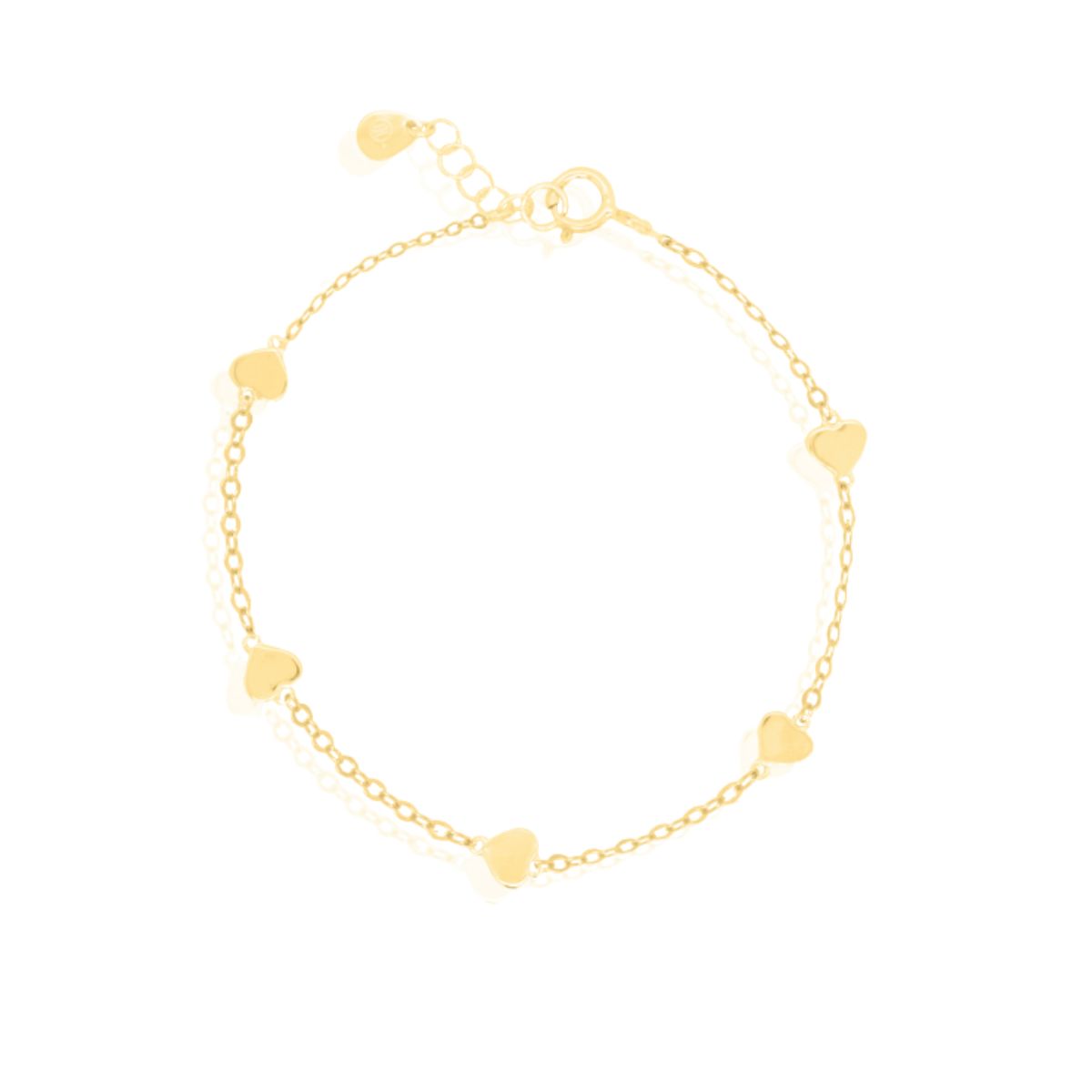 HOJ Sterling Silver Gold Vermeil Heart by the Yard Bracelet (BR-1432-G)