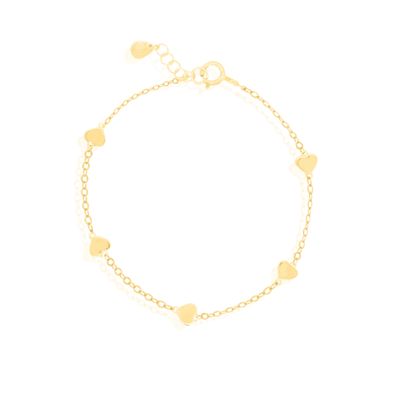 HOJ Sterling Silver Gold Vermeil Heart by the Yard Bracelet (BR-1432-G)