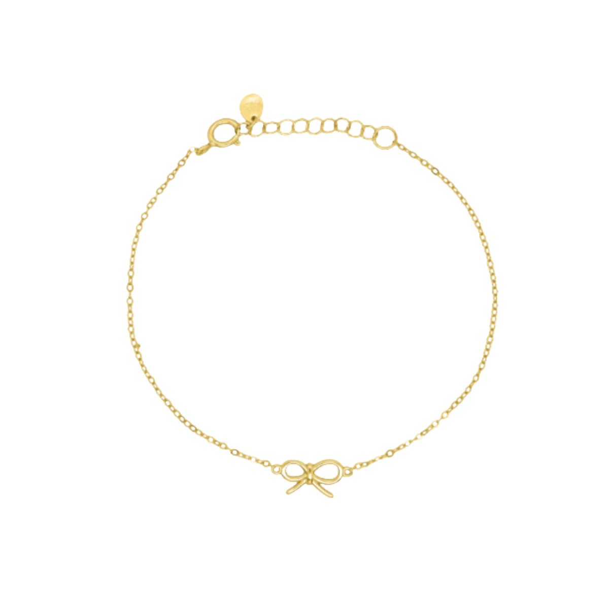 HOJ Sterling Silver Gold Vermeil Ribbon Bow Bracelet (BR-1436-G)