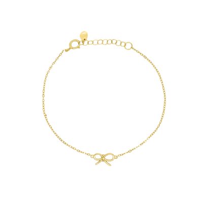 HOJ Sterling Silver Gold Vermeil Ribbon Bow Bracelet (BR-1436-G)