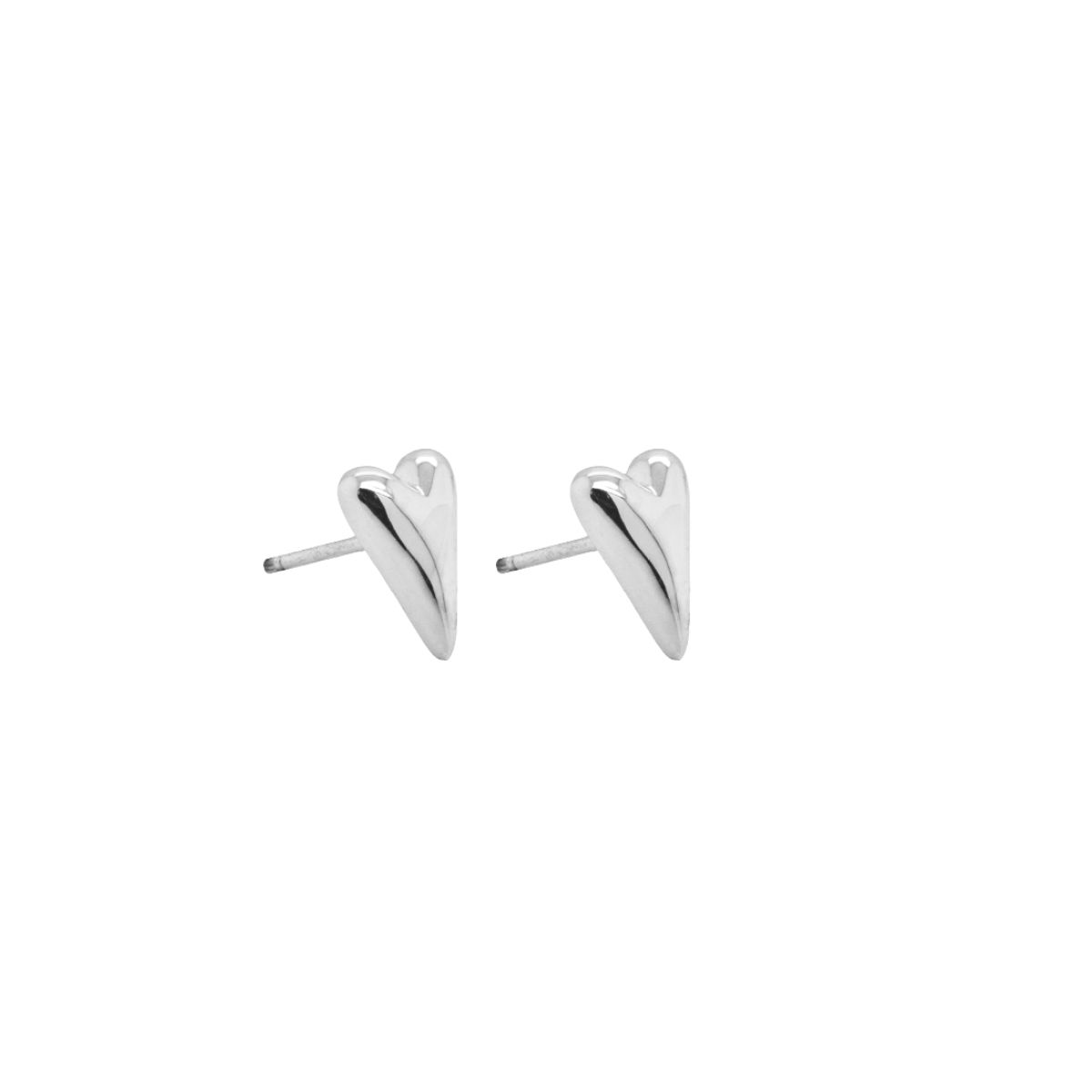 HOJ Sterling Silver Rhodium Plated Puffy Heart Studs (ST-1636-RH)