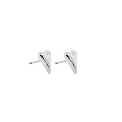 HOJ Sterling Silver Rhodium Plated Puffy Heart Studs (ST-1636-RH)