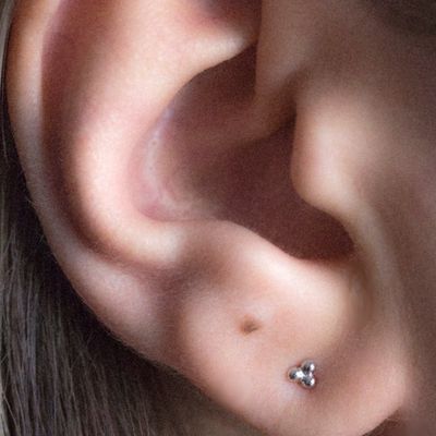 HOJ Sterling Silver Rhodium Plated Trifecta Studs (ST-1492-RH)