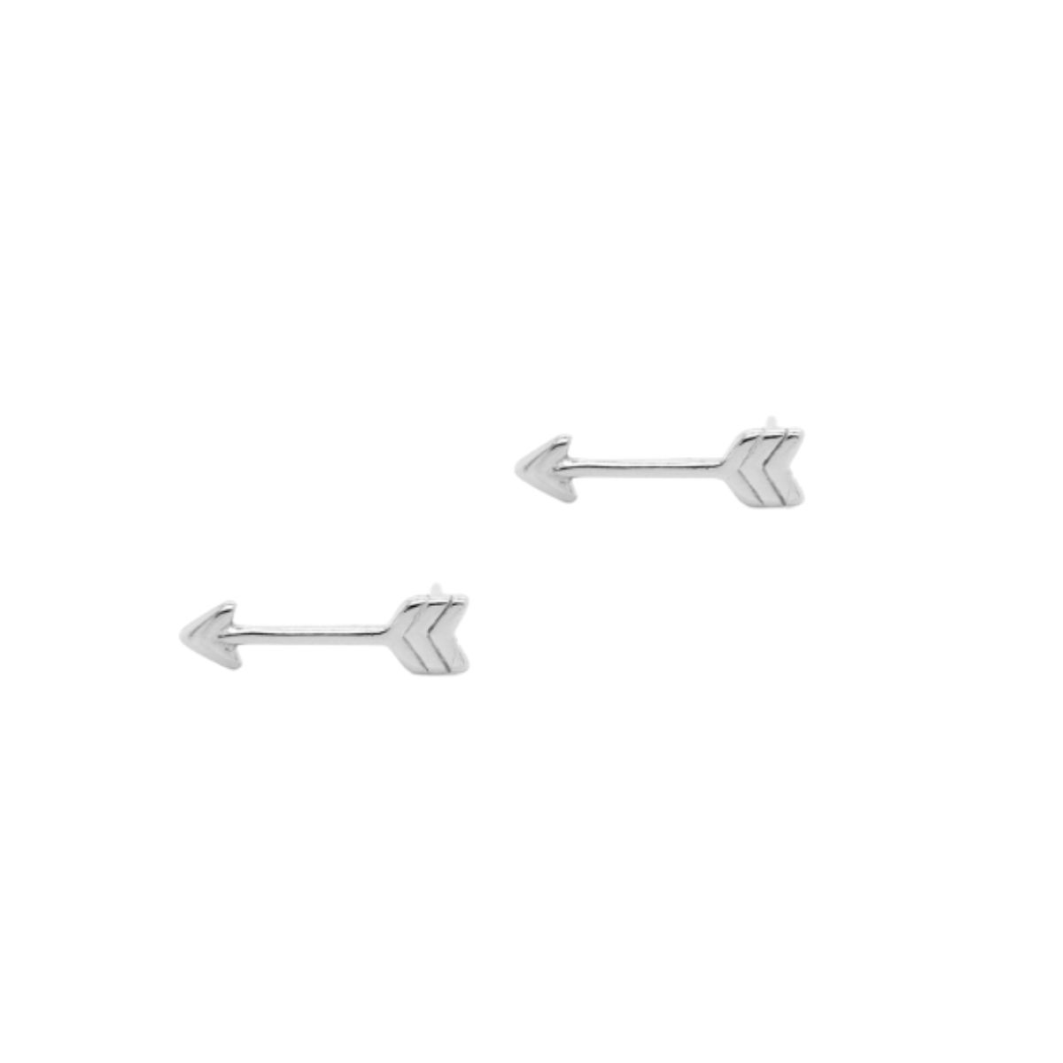 HOJ Sterling Silver Rhodium Plated Flat Arrow Studs (ST-1498-RH)