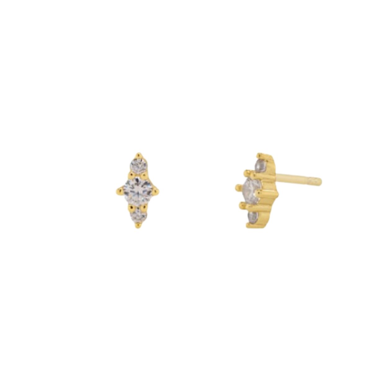 HOJ Sterling Silver Gold Vermeil Dainty CZ Studs (ST-1715)