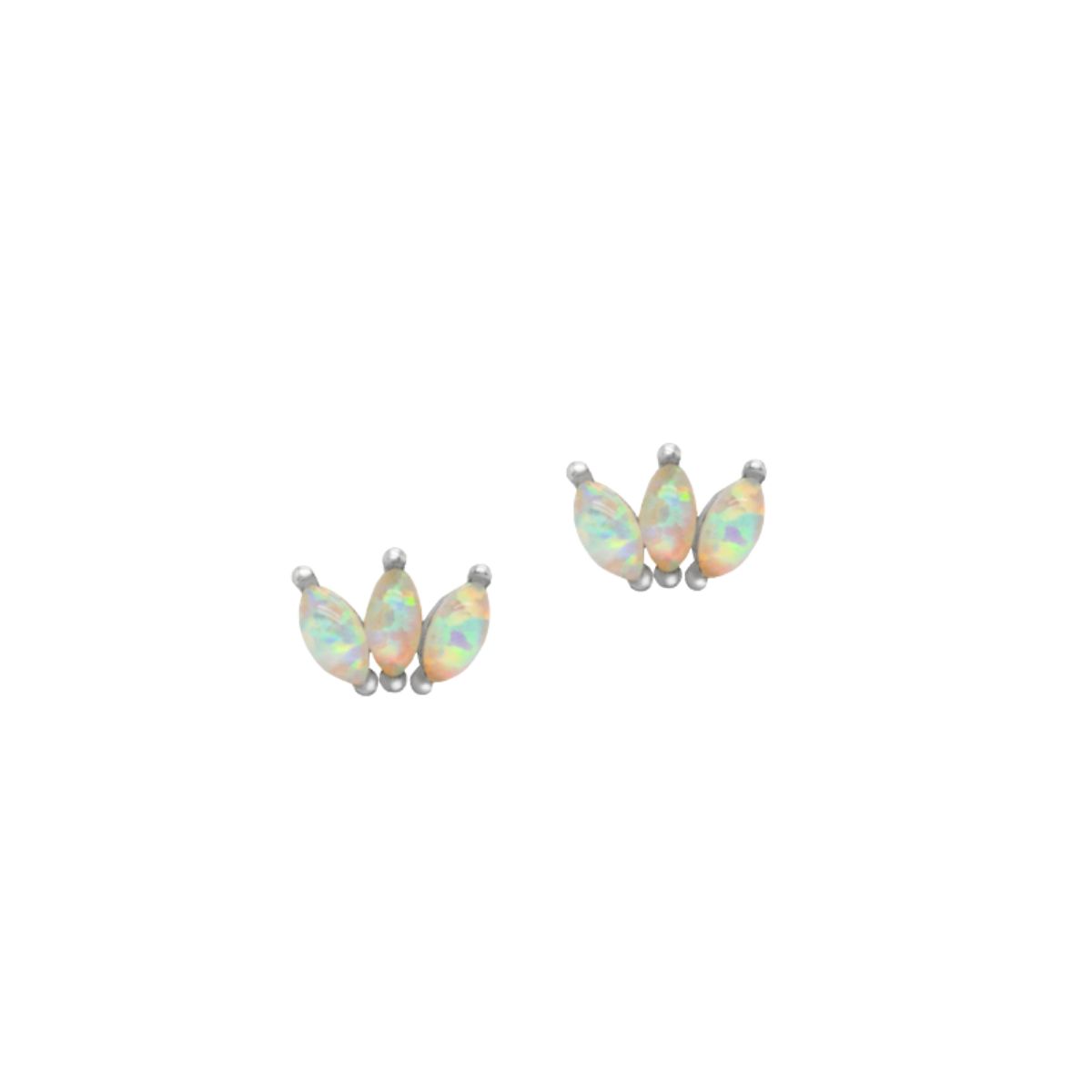 HOJ Sterling Silver Rhodium Plated Opal Opulence Stud (ST-1525-RH)