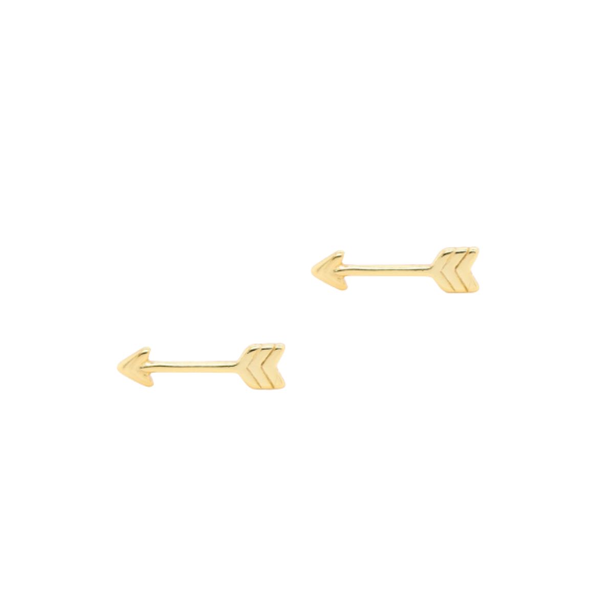 HOJ Sterling Silver Gold Vermeil Flat Arrow Studs (ST-1498-G)