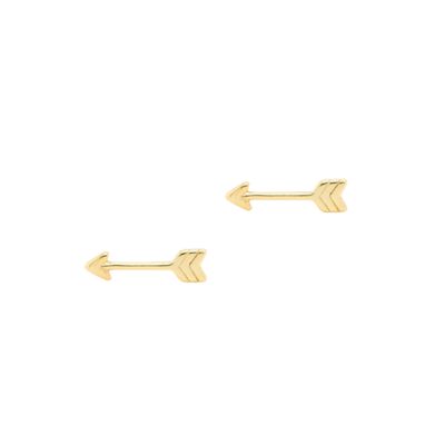 HOJ Sterling Silver Gold Vermeil Flat Arrow Studs (ST-1498-G)