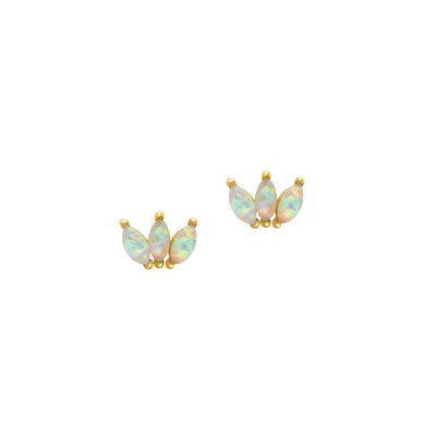 HOJ Sterling Silver Gold Vermeil Opal Opulence Stud (ST-1525-G)
