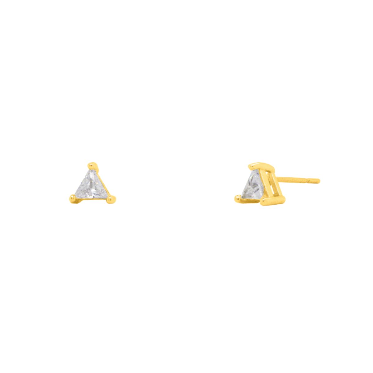 HOJ Sterling Silver Gold Vermeil CZ Mini Triangle Studs (ST-1341-G)