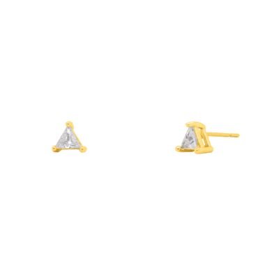 HOJ Sterling Silver Gold Vermeil CZ Mini Triangle Studs (ST-1341-G)