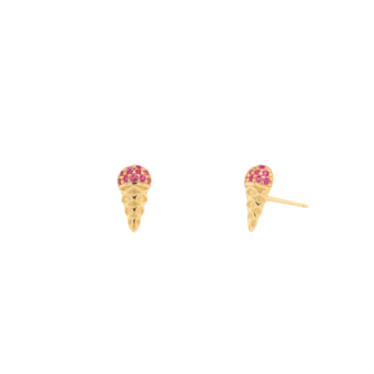 HOJ Sterling Silver Gold Vermeil CZ Color Ice Cream Studs (ST-1649)