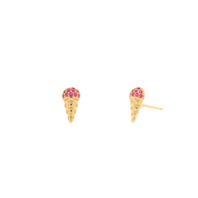 HOJ Sterling Silver Gold Vermeil CZ Color Ice Cream Studs (ST-1649)
