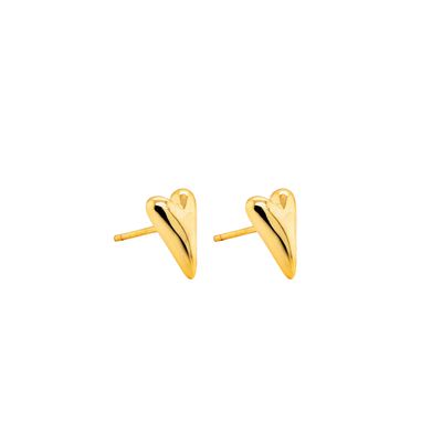 HOJ Sterling Silver Gold Vermeil Puffy Heart Studs (ST-1636-G)
