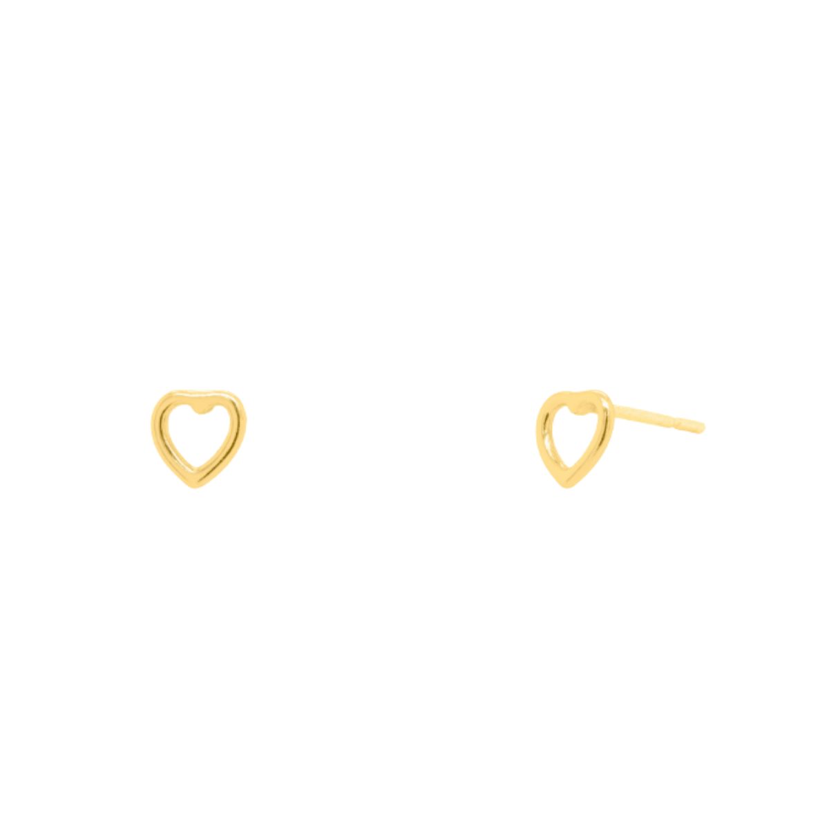 HOJ Sterling Silver Gold Vermeil Plain Open Heart-Shaped Studs (ST-1436-G)