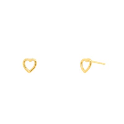 HOJ Sterling Silver Gold Vermeil Plain Open Heart-Shaped Studs (ST-1436-G)