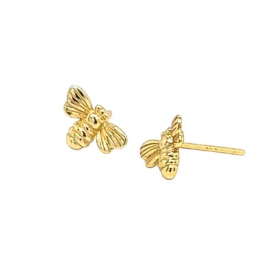 HOJ Sterling Silver Gold Vermeil Bumble Bee Studs (ST-1543)