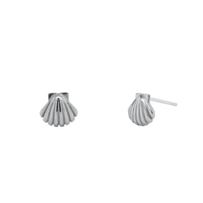 HOJ Sterling Silver Rhodium Plated Seashell Studs (ST-1710-RH)