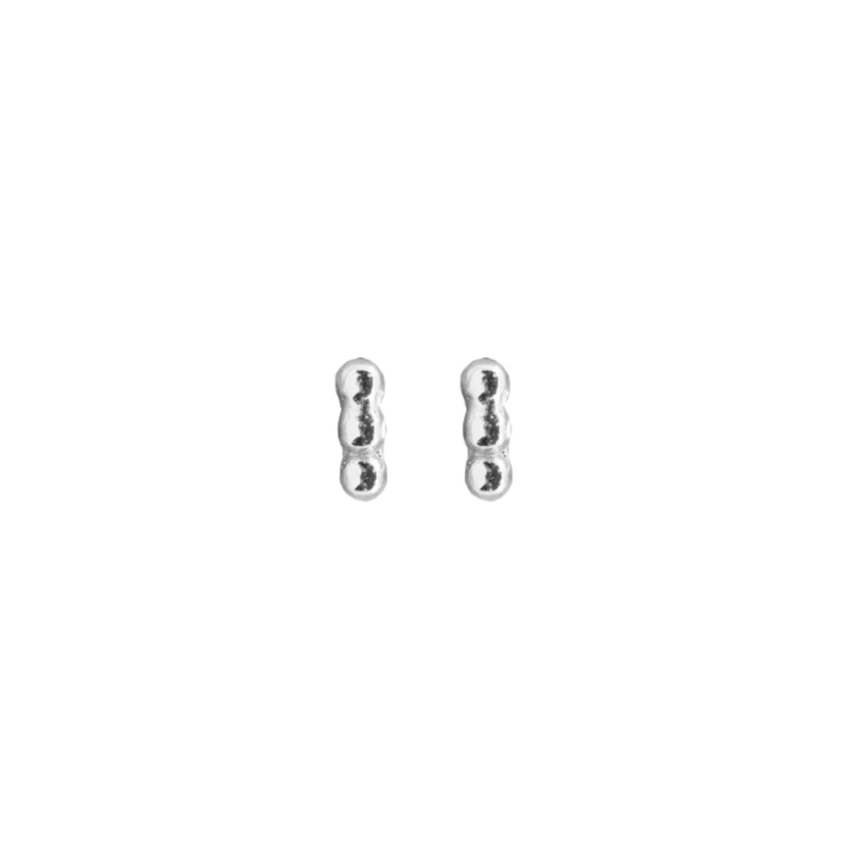 HOJ Sterling Silver Rhodium Plated Triple Ball Studs (ST-1435-RH)