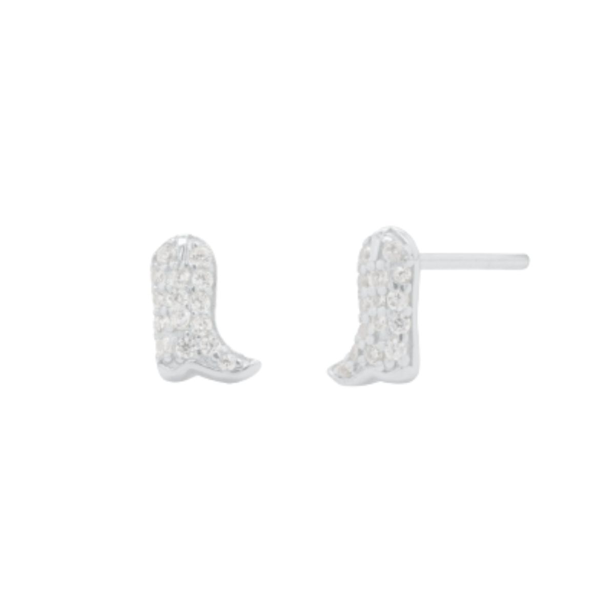 HOJ Sterling Silver Rhodium Plated CZ Pave Cowboy Boot Studs (ST-1667-RH)