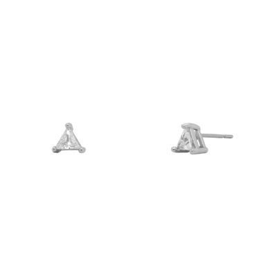 HOJ Sterling Silver Rhodium Plated CZ Mini Triangle Studs (ST-1341-RH)