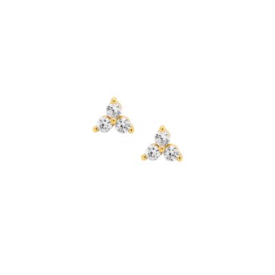 HOJ Sterling Silver Gold Vermeil CZ Cluster Prong Studs (ST-1512-G)