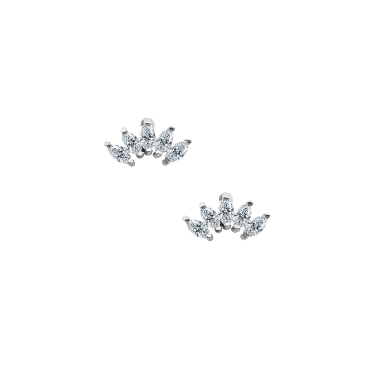 HOJ Sterling Silver Rhodium Plated Marquise Halves Studs (ST-1444-RH)