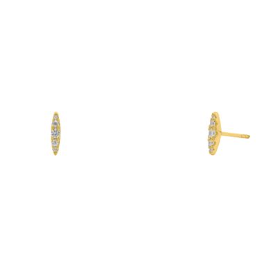 HOJ Sterling Silver Gold Vermeil CZ Elliptic Studs (ST-1666-G)