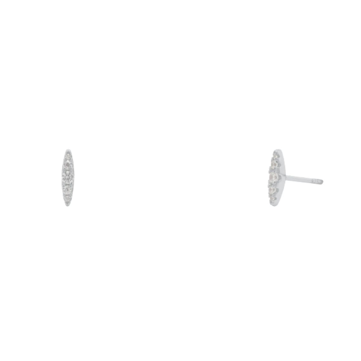 HOJ Sterling Silver Rhodium Plated CZ Elliptic Studs (ST-1666-RH)