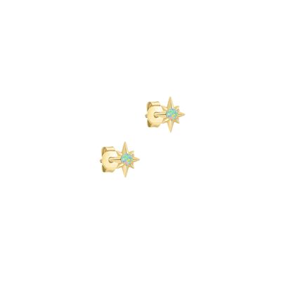 HOJ Sterling Silver Gold Vermeil Mini Starburst Opal Studs (ST-1611)