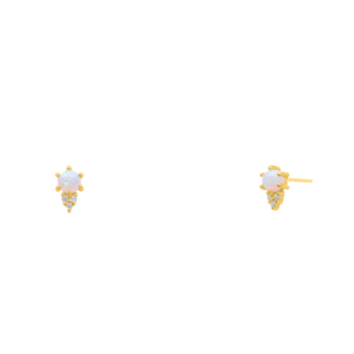 HOJ Sterling Silver Gold Vermeil CZ Opal Studs (ST-1681)