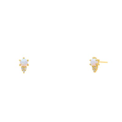 HOJ Sterling Silver Gold Vermeil CZ Opal Studs (ST-1681)