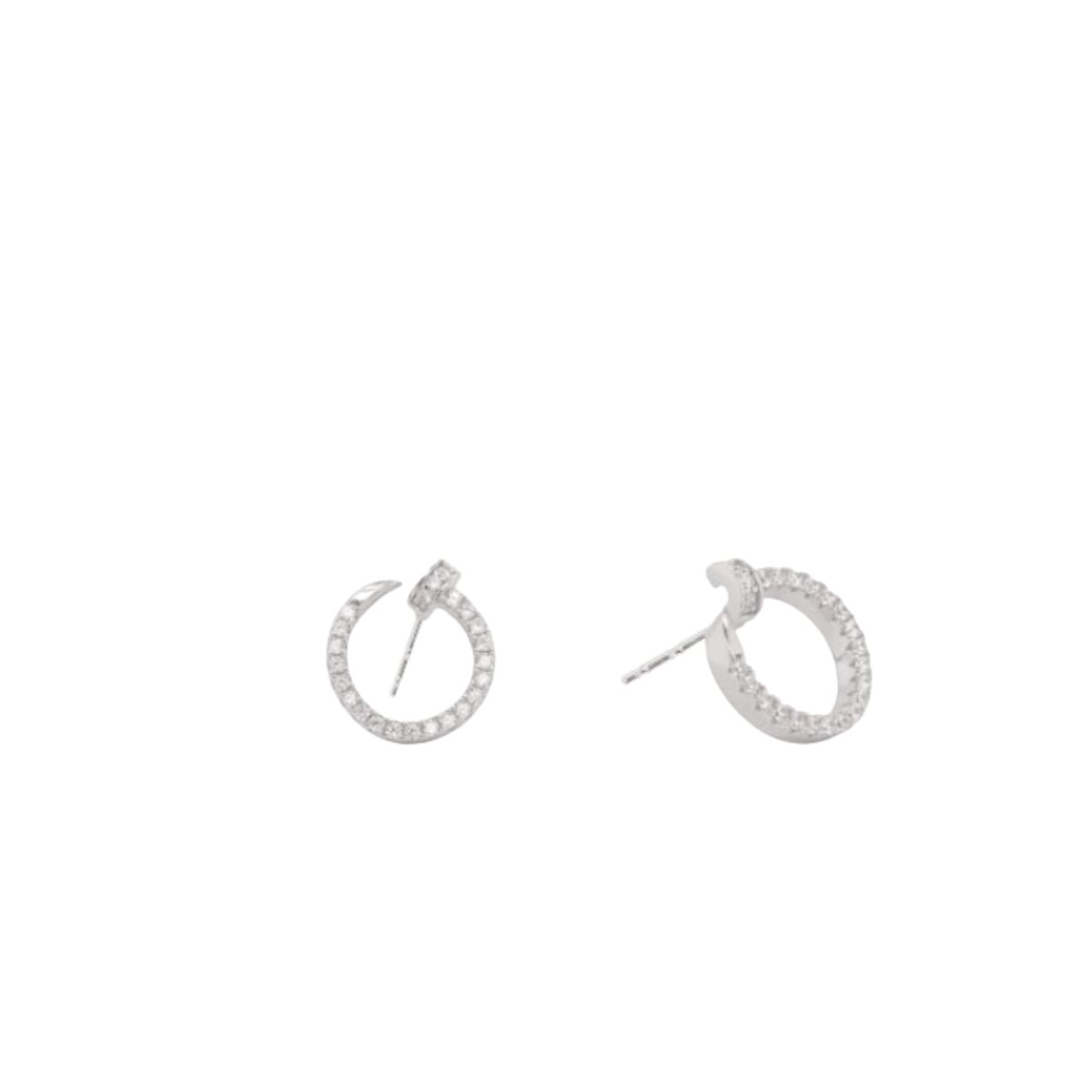 HOJ Sterling Silver Rhodium Plated CZ Juste Un Clou Studs (ST-1645)