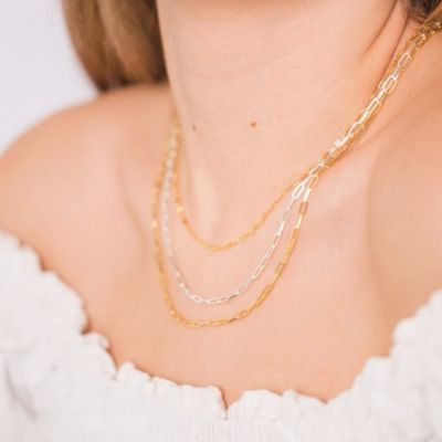 HOJ Sterling Silver Gold Vermeil Paperclip Chain 1.8mm 18" (PPC60-G-18)