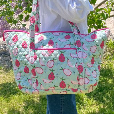 Mahogany Dragonfruit Quilted Tote Bag