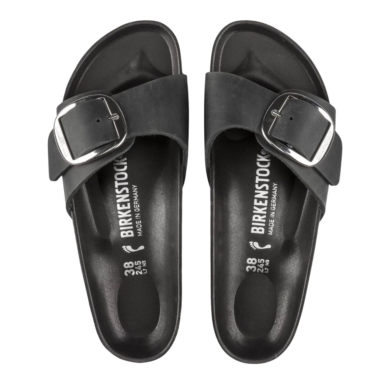 Birkenstock Madrid Big Buckle Oiled Leather Black Narrow