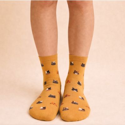 Pika &amp; Bear "Mew Cat" Crew Socks (2 Pack)