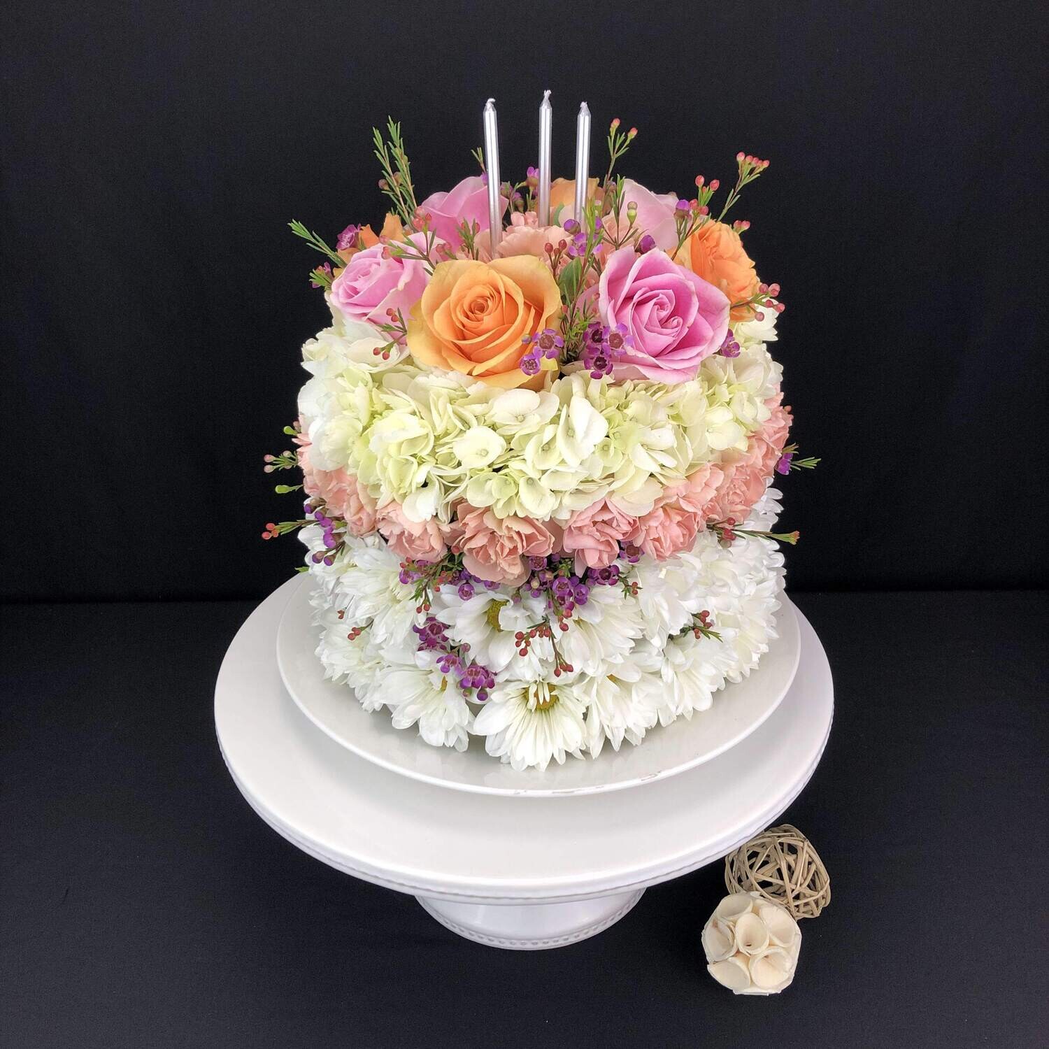 Pastel Rainbow Floral Cake