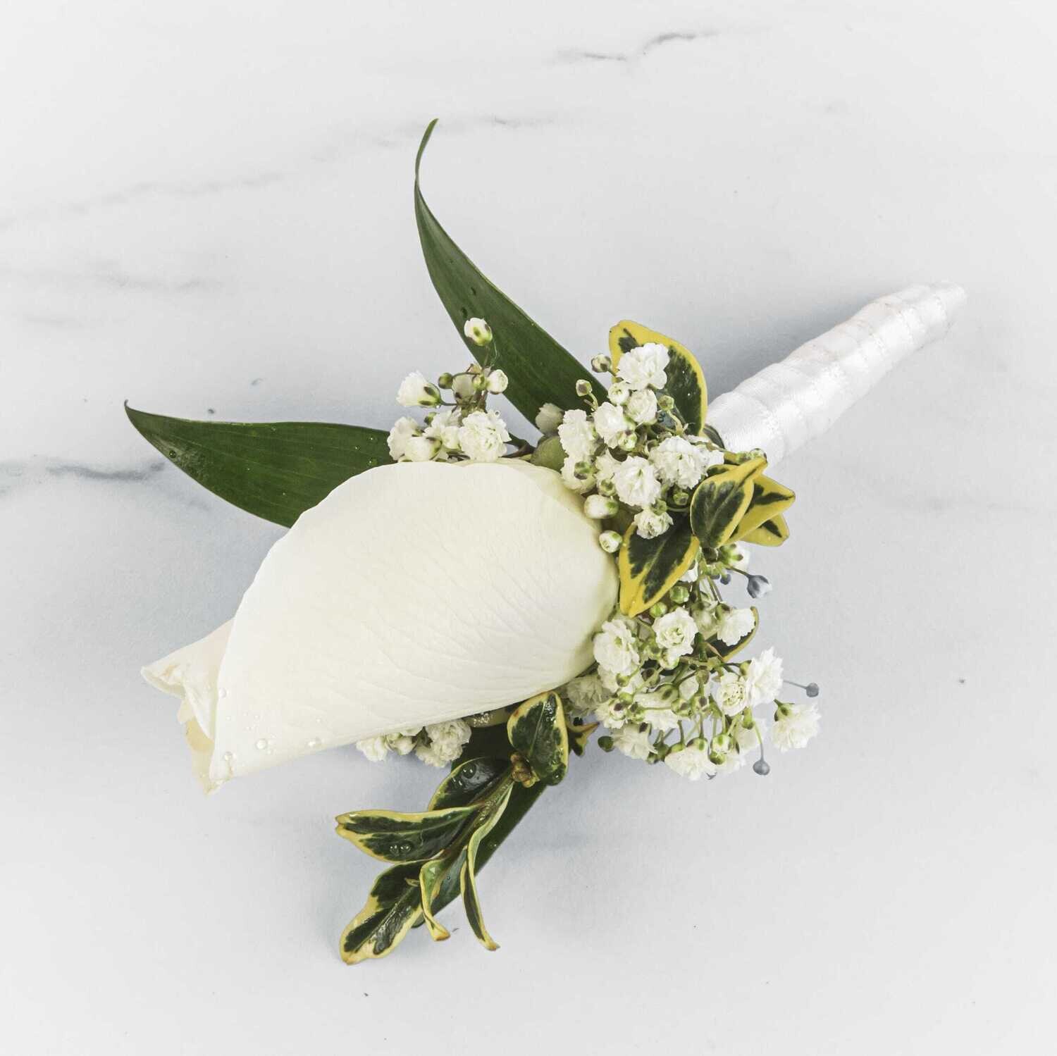 White Rose Boutonnière