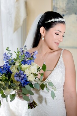 Blue, Silver, and Ivory Bridal Bouquet