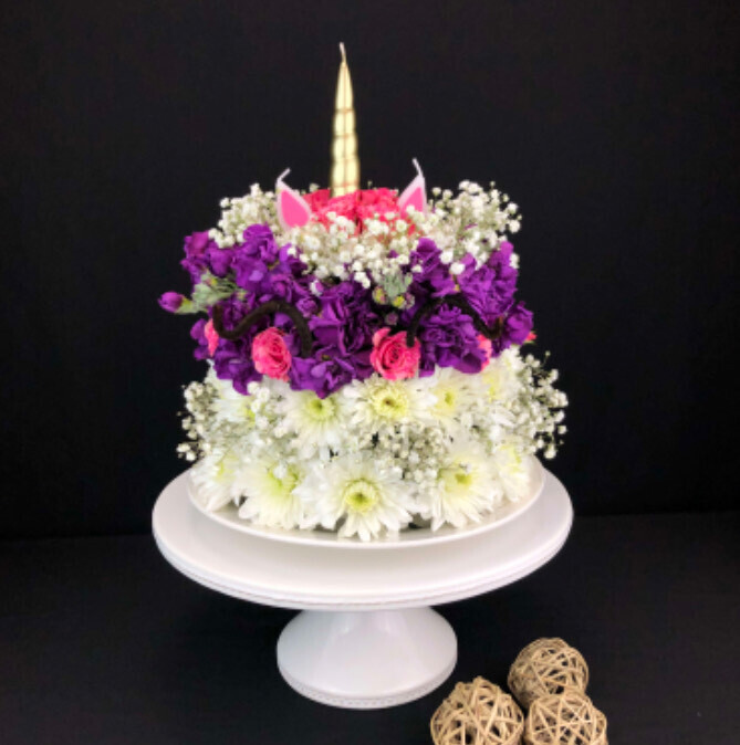 Unicorn Flower Birthday Cake