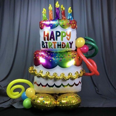 Mylar Birthday Cake Balloon Bouquet