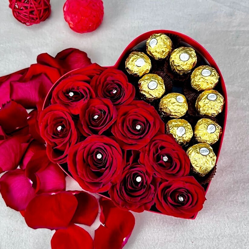 Chocolate Heart Rose Box